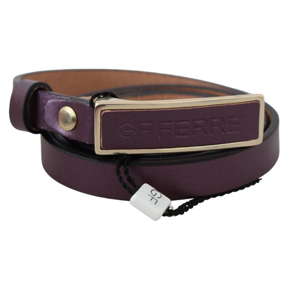 GF Ferre Gold Logo Buckle Waist Leather Skinny Women's Belt